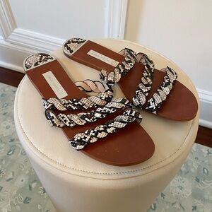 Zara Snakeskin Print Braided Strap Sandals Size 8.5